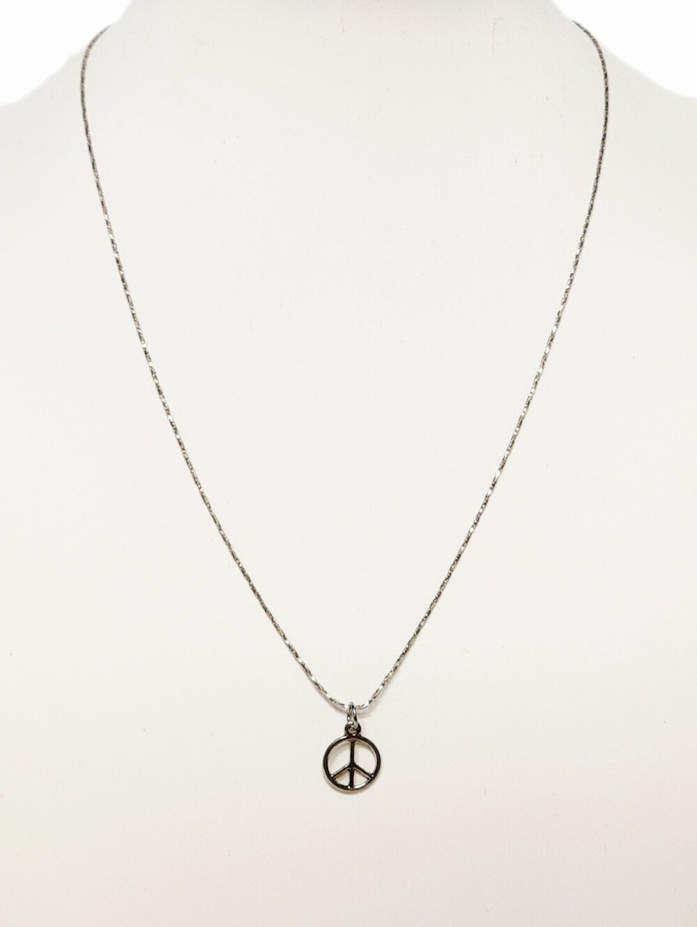 Sterling Silver Peace Sign Pendant Necklace